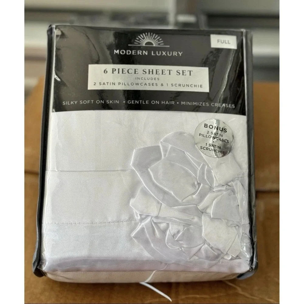 Modern Luxury 7pc Full Size Sheet Set w/Satin Accessories - Picture 1 of 2